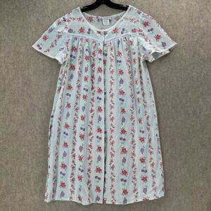 Friends of the Heart Nightgown‎ Sleepshirt One Button Blue Floral Fruit Print 1X